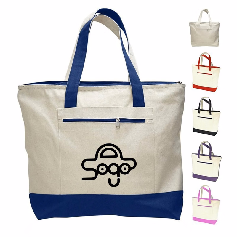12 Oz Cotton Canvas Zipper Tote Bag