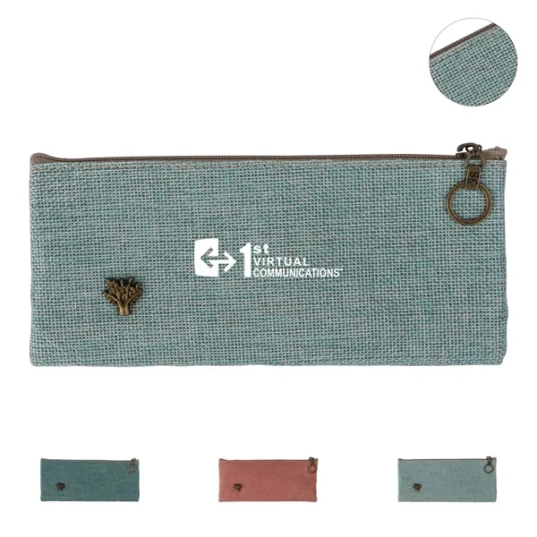 Custom 7.7 Inch Polyester Linen Pencil Case with Zipper — Compact Organizer Pouch 1