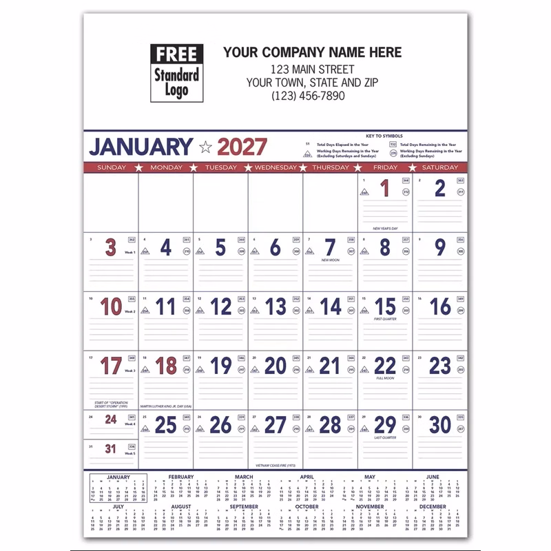 Calendars - Wall, Patriotic Contractor Memo