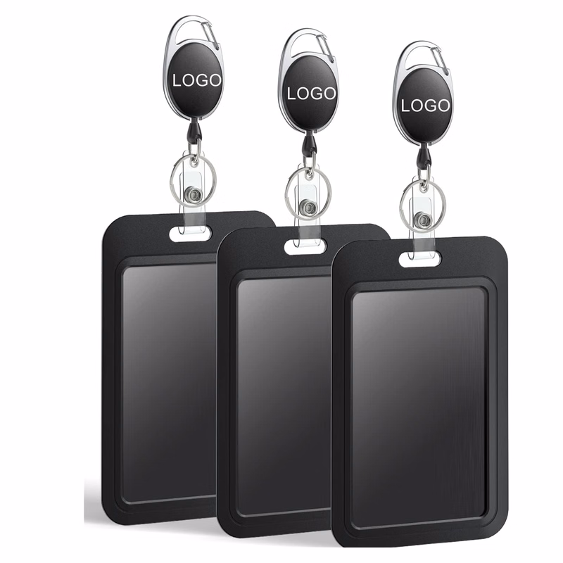 Black Plastic Card Case Protector With Reel
