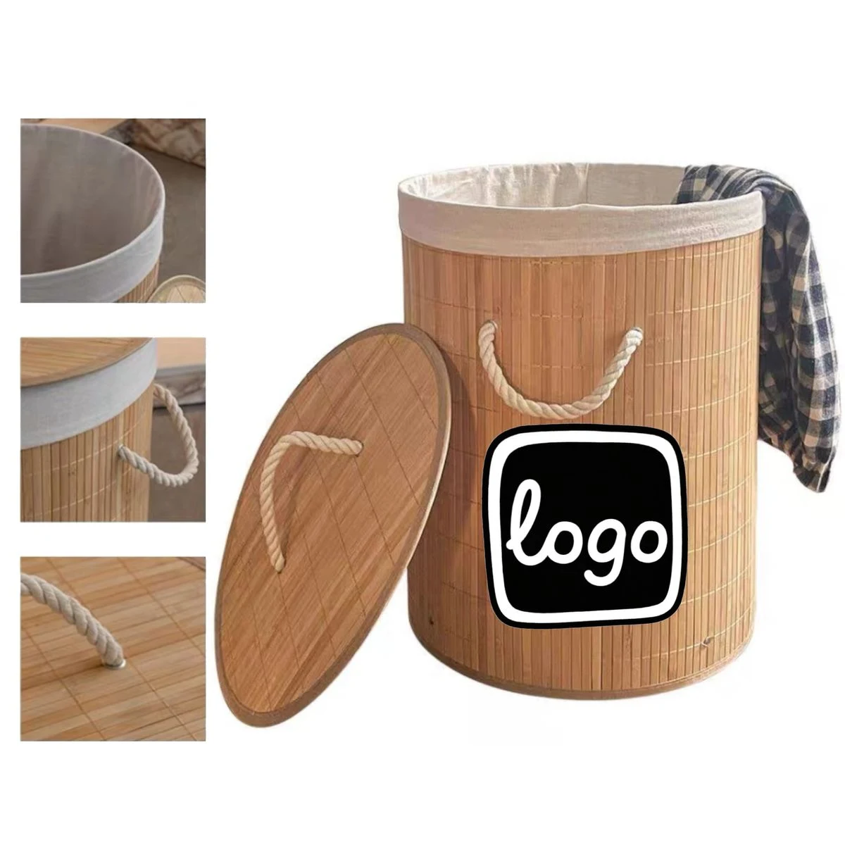 Laundry Hamper Bamboo Storage Basket Foldable 1
