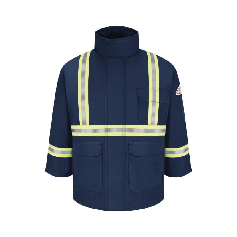 Bulwark Men's Long Deluxe Parka With Reflective Trim - EXCEL FR® ComforTouch - JLPCL 1