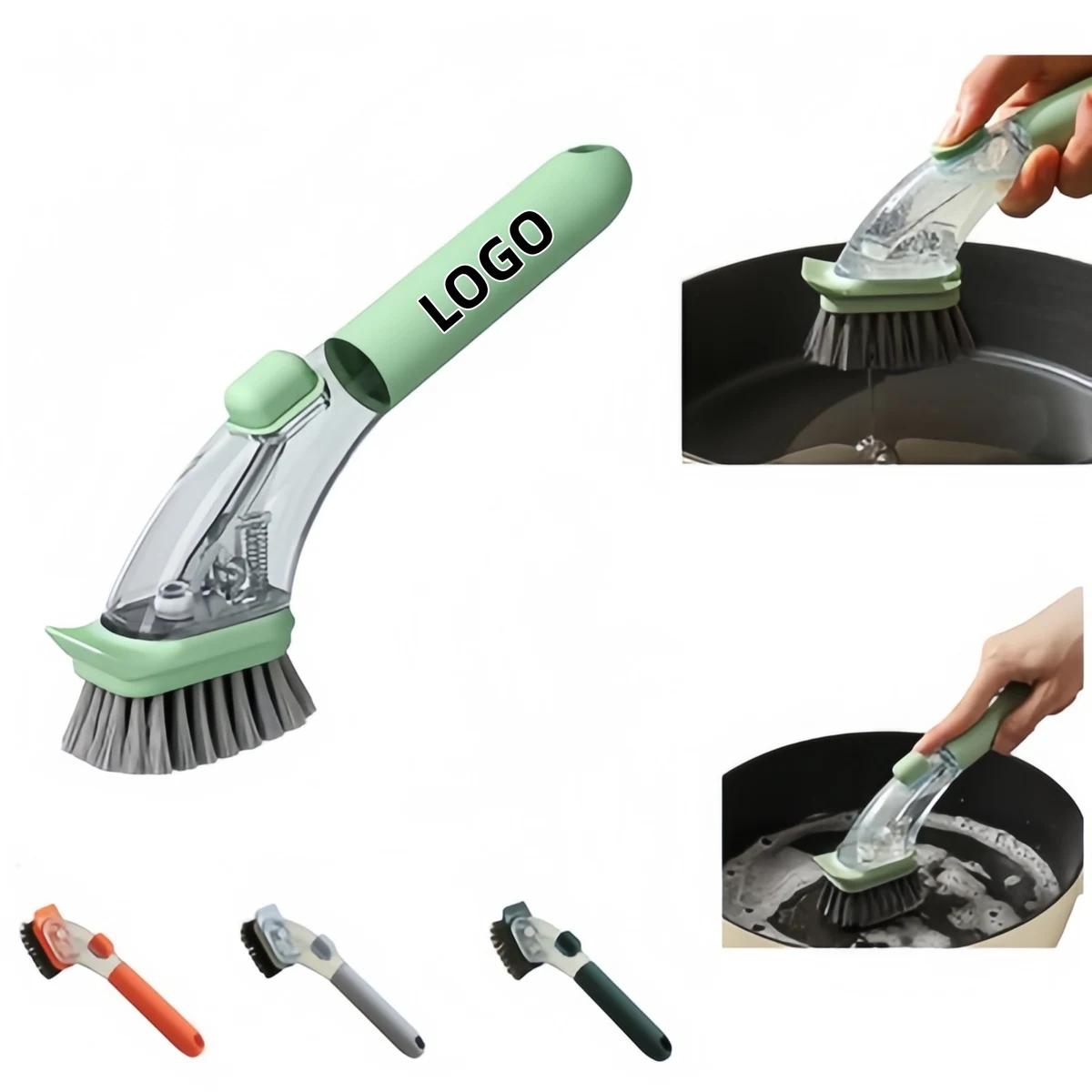 Press-to-add liquid cleaning brush 1