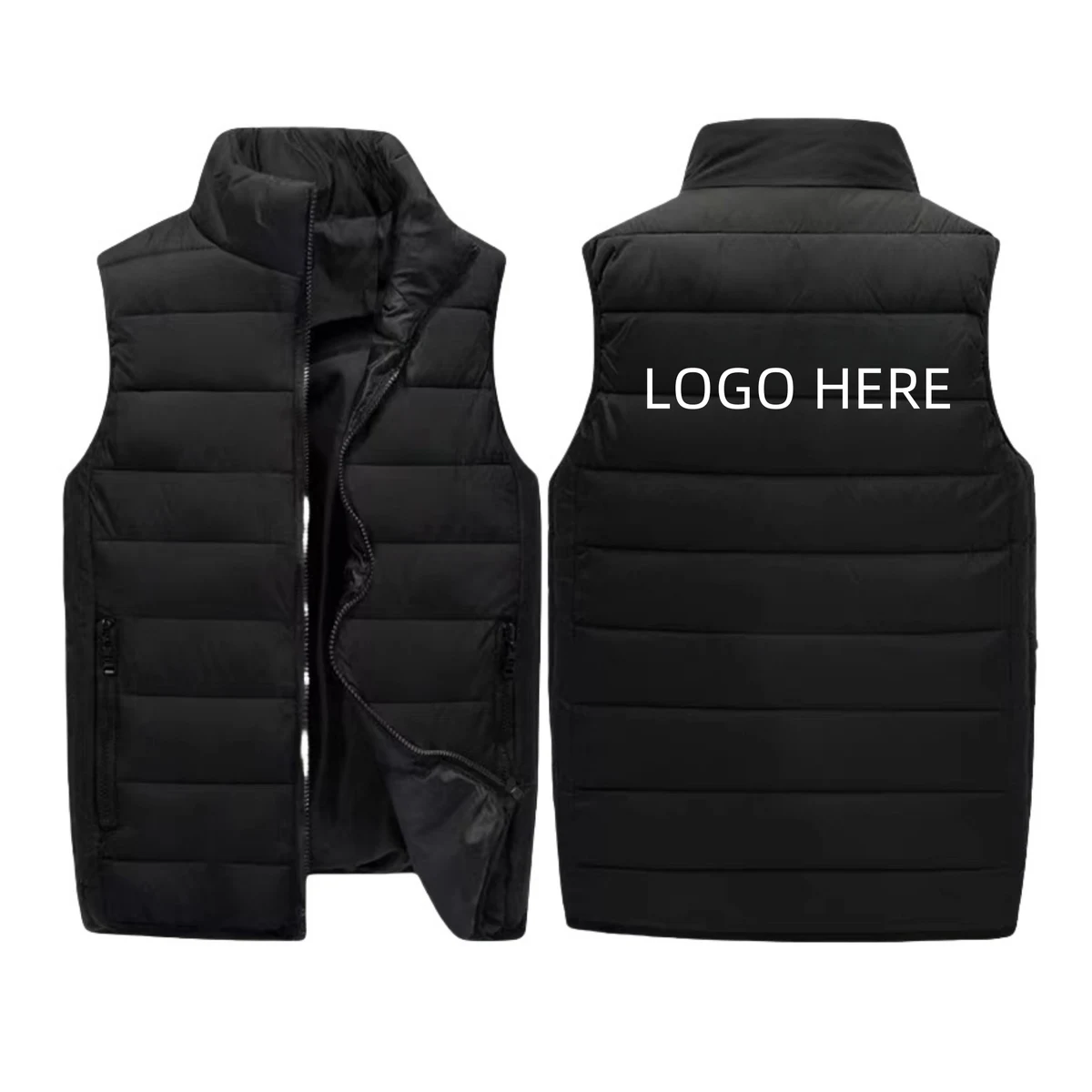 Vest Filled With Down Cotton Without Hood 1