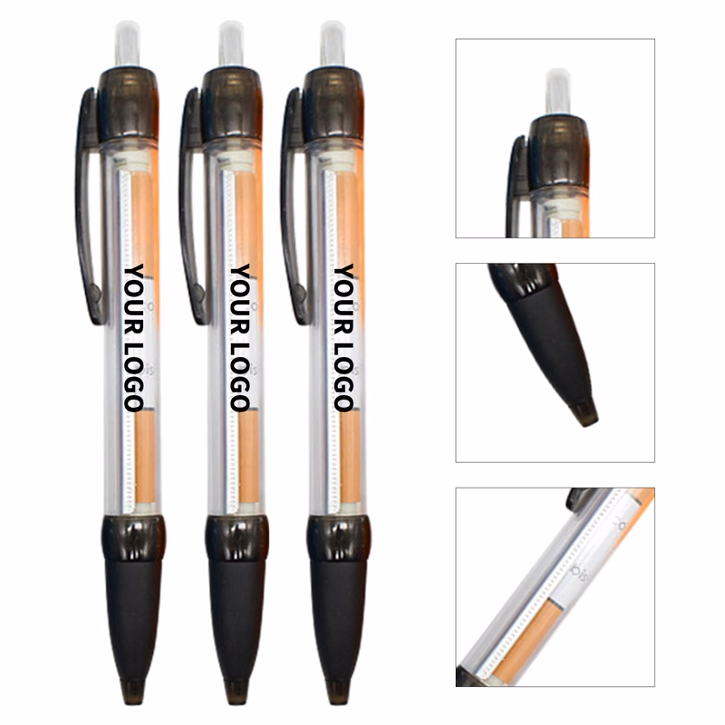 Clear Barrel Banner Pen With Pull Out Advertisement