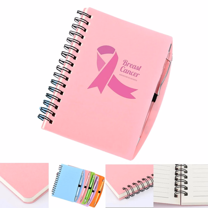 Pink Ribbon Spiral Notebook with Pen