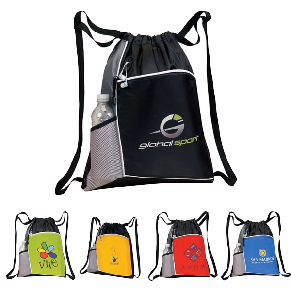 Crescent Trimmed Drawstring Bag