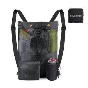 Mesh Drawstring Backpack With Shoe Bag 1