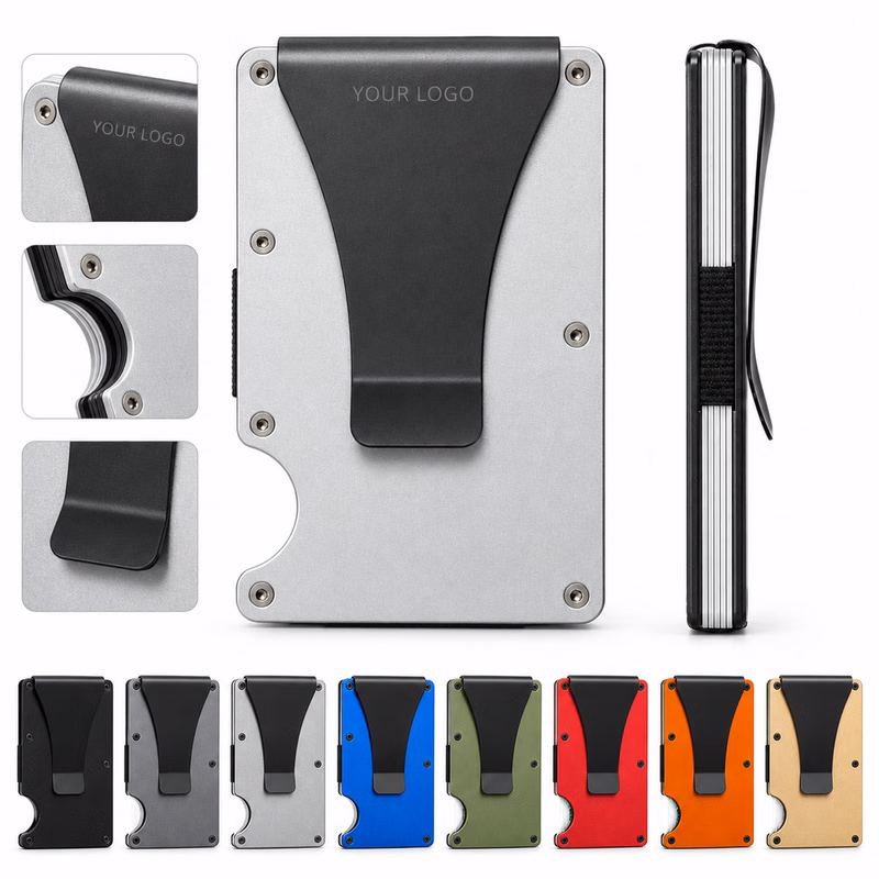 Aluminum Alloy RFID Card Holder Wallet with Money Clip Slim