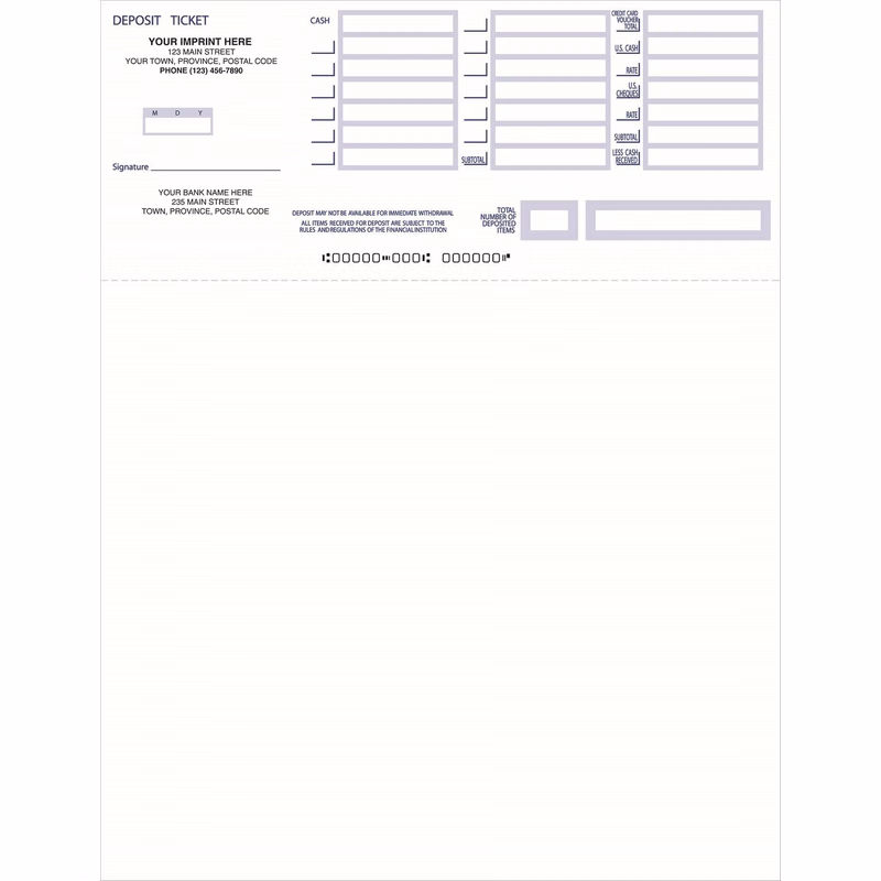 Printable Deposit Slips