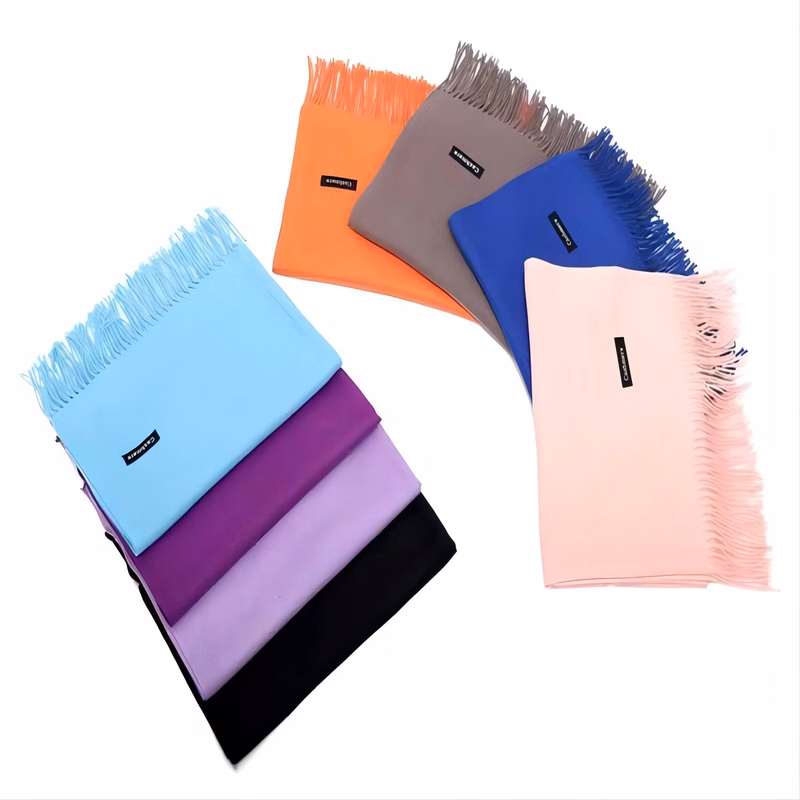Oversize Cashmere Pashmina Woven Scarf With Fringes