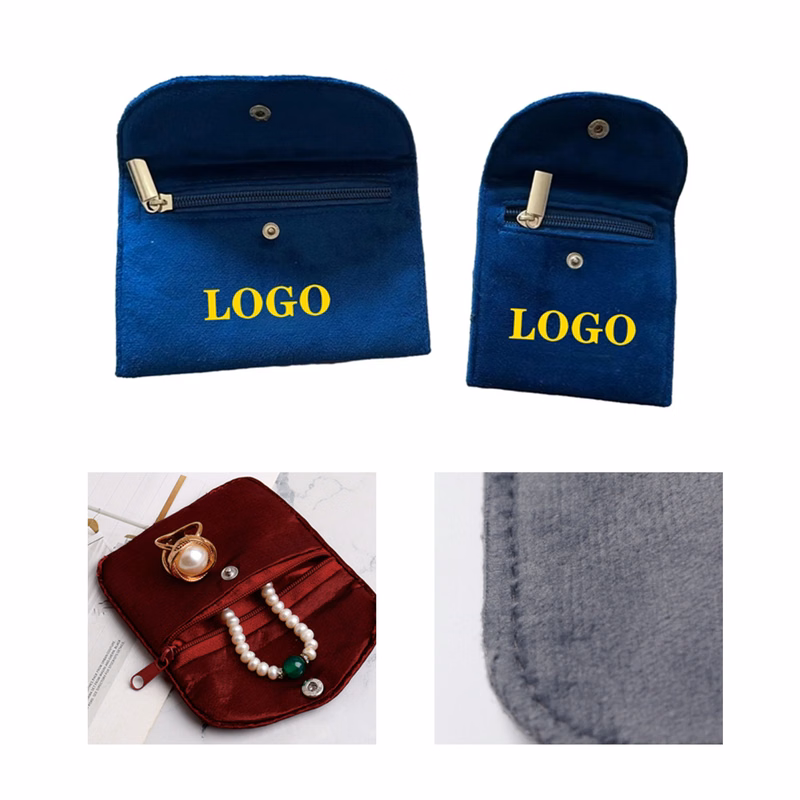Functional Velvet Fabric Jewelry Pouch Featuring Zipper and Clasp