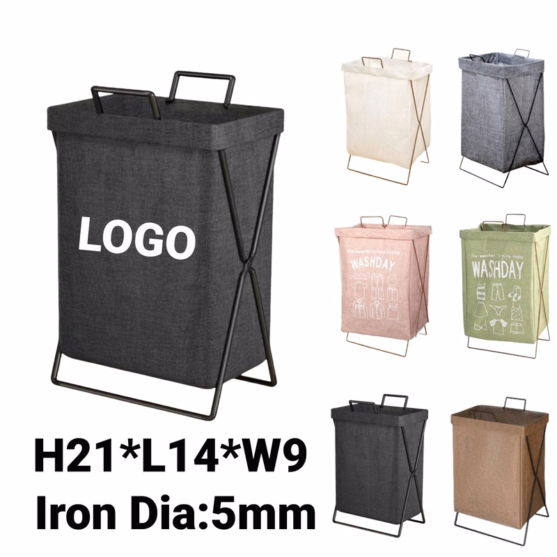 Rectangular Thickened Iron Frame Floor Standing Laundry Basket