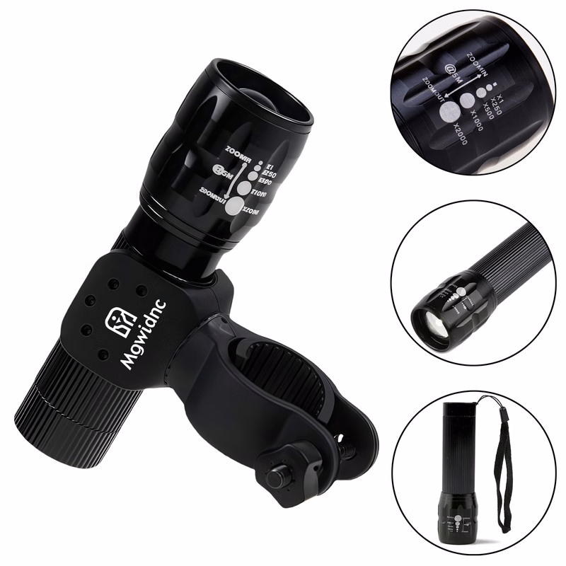 Adjustable Focus Aluminum Bike Flashlight with 3-Mode LED