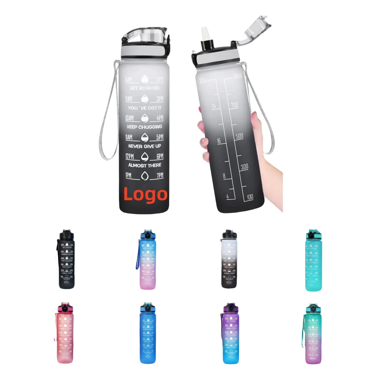 32oz Sports Water Bottle with Time Marker 1