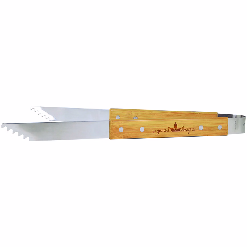 14" Bamboo BBQ Tongs