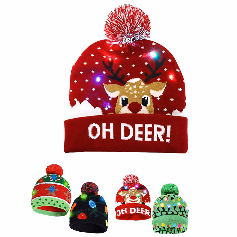 Christmas LED Light-up Knitted Beanie Hat
