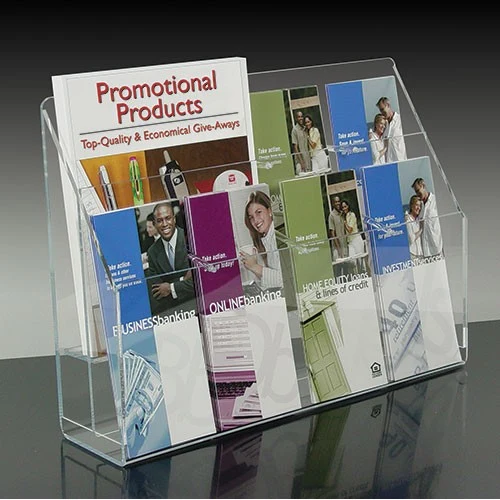 2 tiered Countertop Brochure Holder w/Adj. Pockets, holds up to (8) 4"w brochures 1
