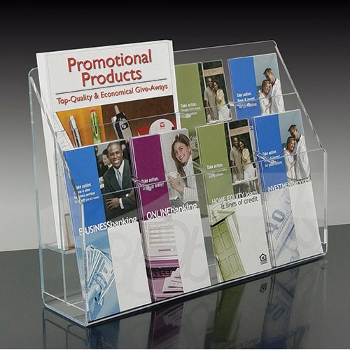 2 tiered Countertop Brochure Holder w/Adj. Pockets, holds up to (8) 4"w brochures