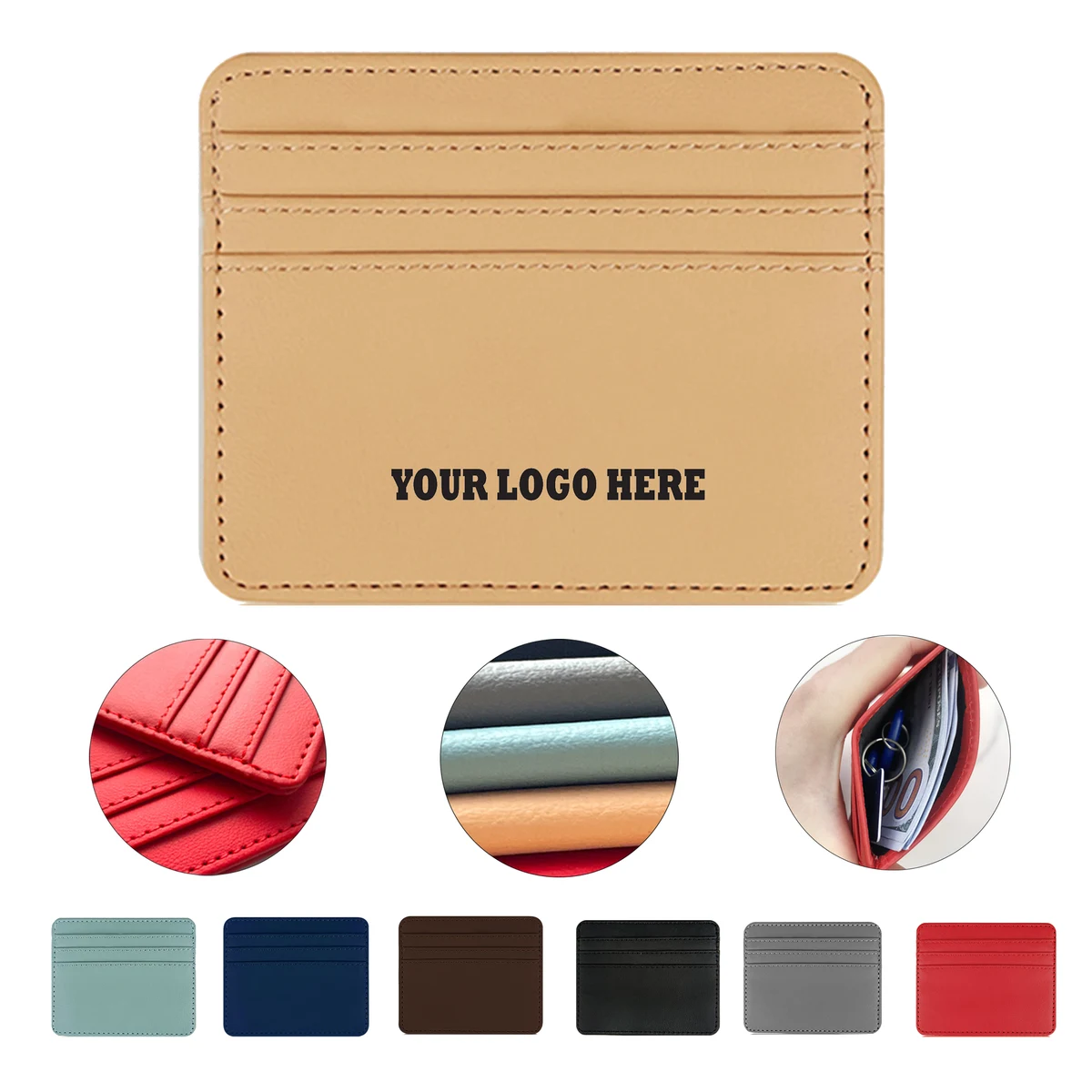 PU Leather Large Capacity Slim Card Case MOQ 50 1