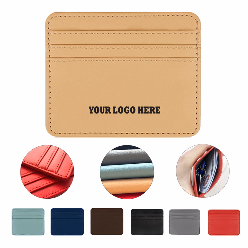 PU Leather Large Capacity Slim Card Case MOQ 50
