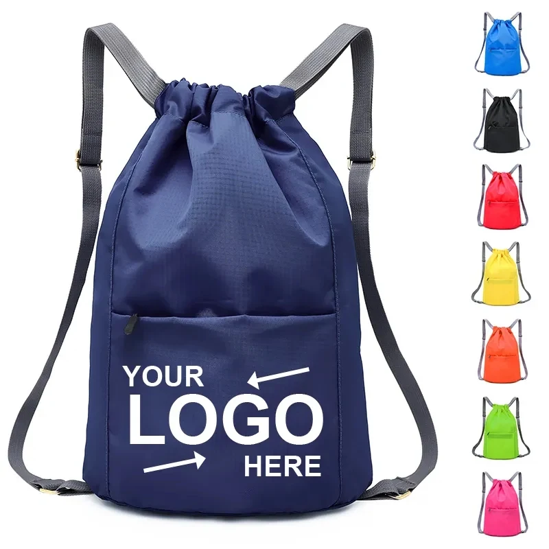 Drawstring Sports Backpack With Zipper 1