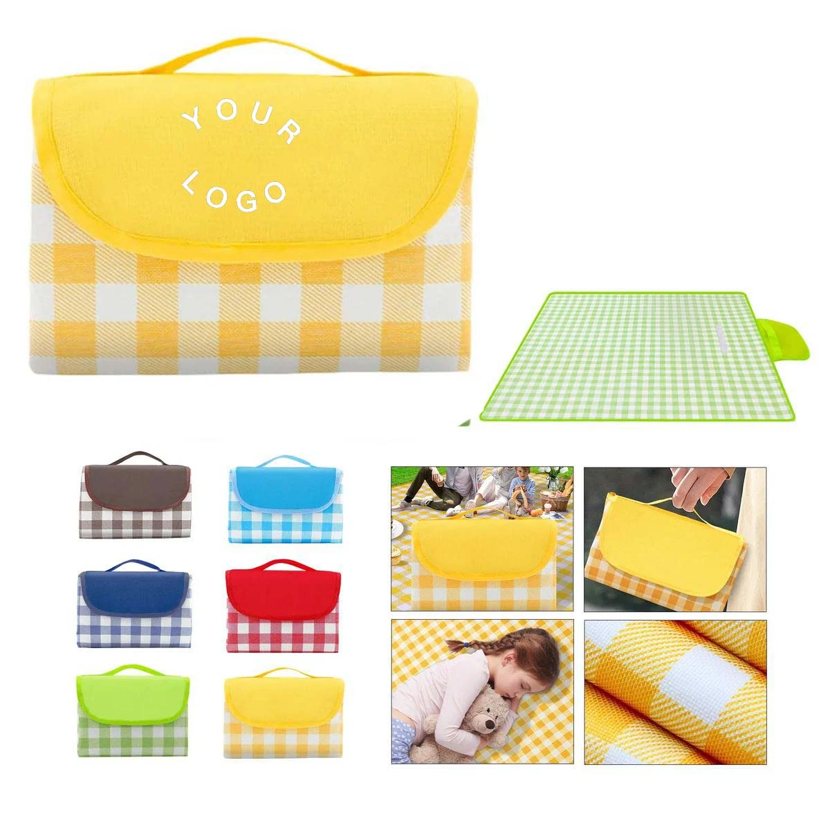 Large Outdoor Picnic Mat 78 Inch Square with Handle 1