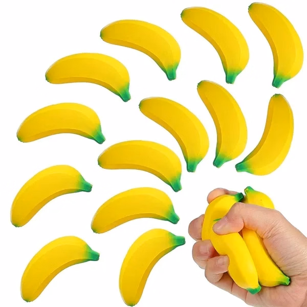 Custom 2.3" x 0.8" Durable PU Banana Stress Ball — Portable Hand Relief Toy