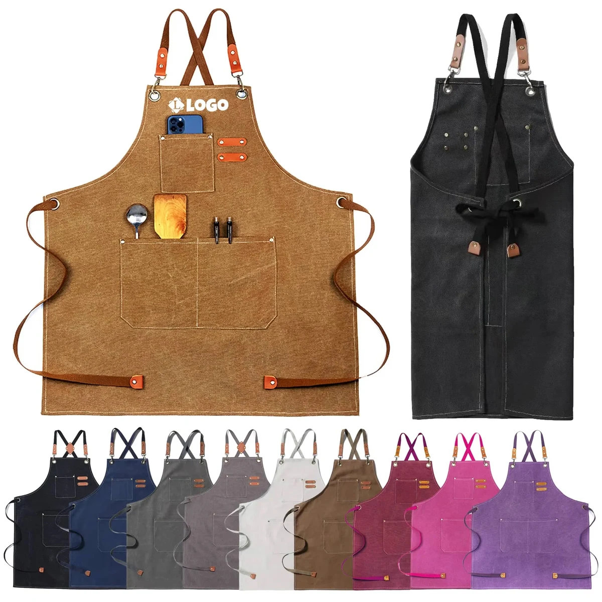 Custom Practical Kitchen Apron With Pockets 1
