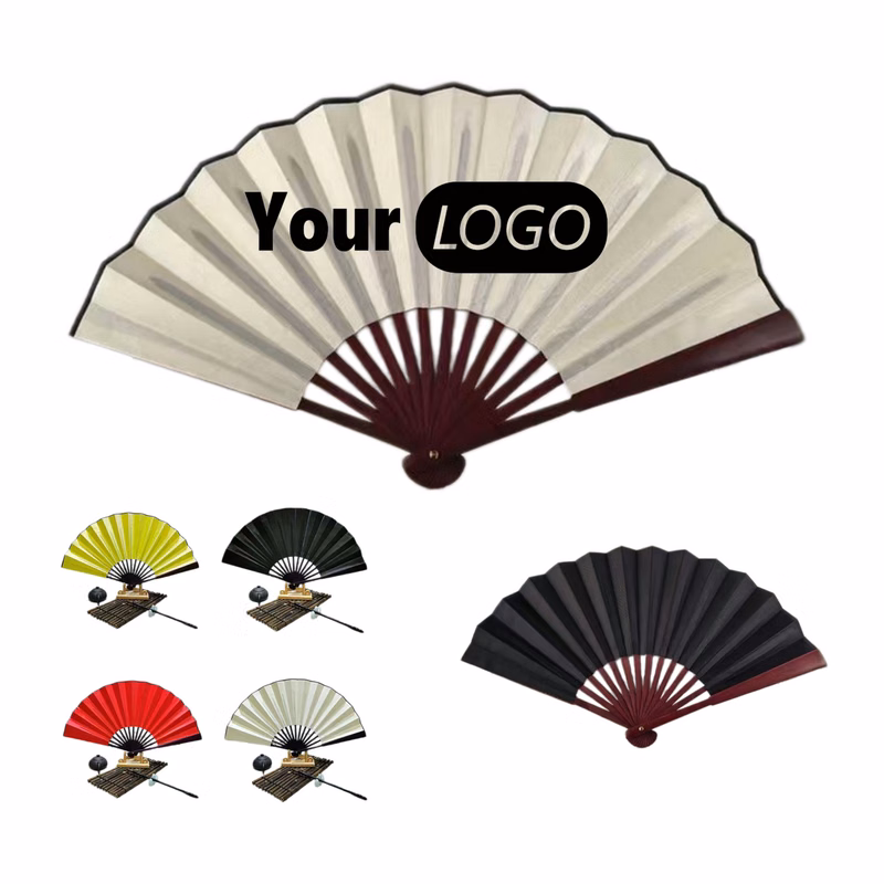 Bamboo Frame Silk Fabric Folding Fan