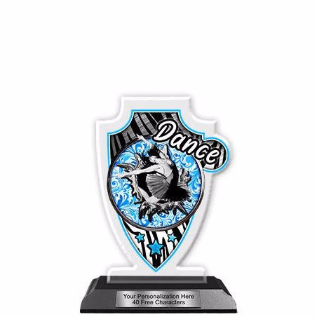 Acrylic Trophy: 6" Arrow Head, Dance Design, 3x5"