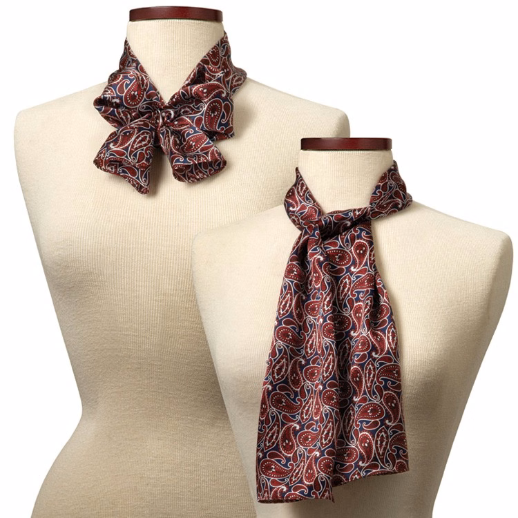 Navy and Maroon Silk Paisley Scarf - 8"x45"
