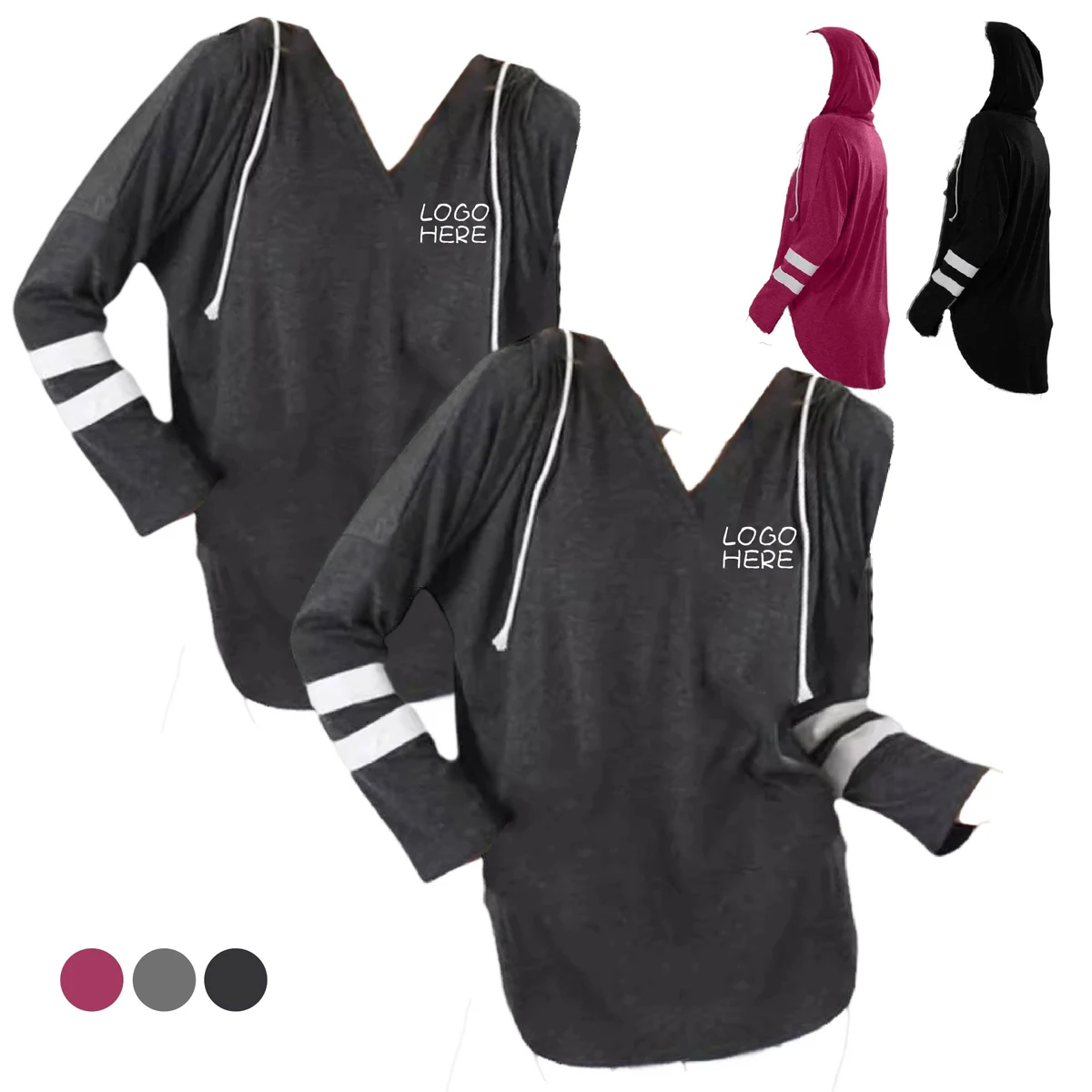 Casual Short Tie Sleeves Tops V Neck Tee, custom hoodie or sweatshirt with logo imprint 1