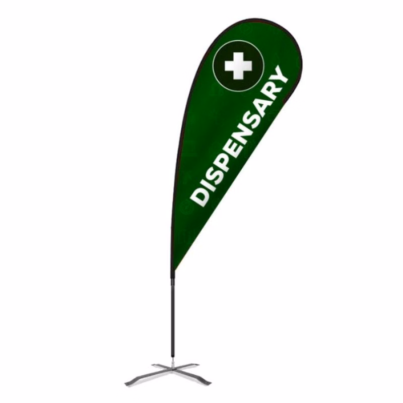 Dispensary Pre Printed Flex Blade® Teardrop Flag 12.5' - Dark Green