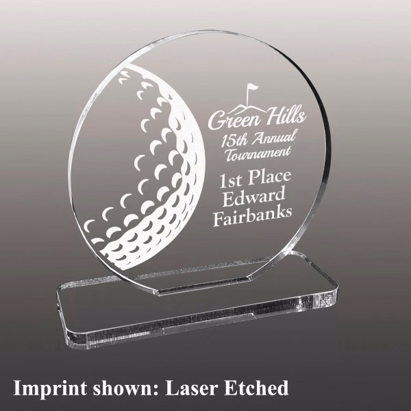 Golf Ball Themed Acrylic Award - Laser Etched
