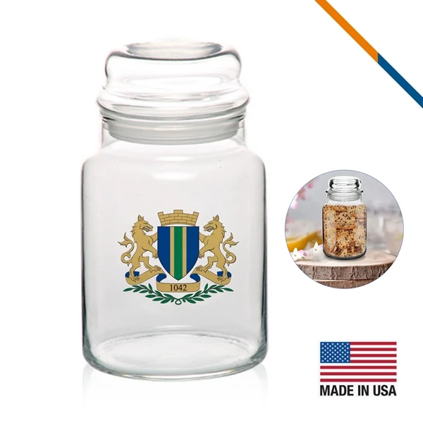 Custom 26 oz Glass Apothecary Candy Jar with Secure Lid — Full-Color Trade Show 1