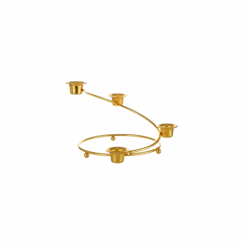 Votive Candleholders - Metal Holds 4 Tapers Gold