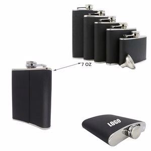 PU Leather 7oz Stainless Steel Flask With Tightly Sealed Cap