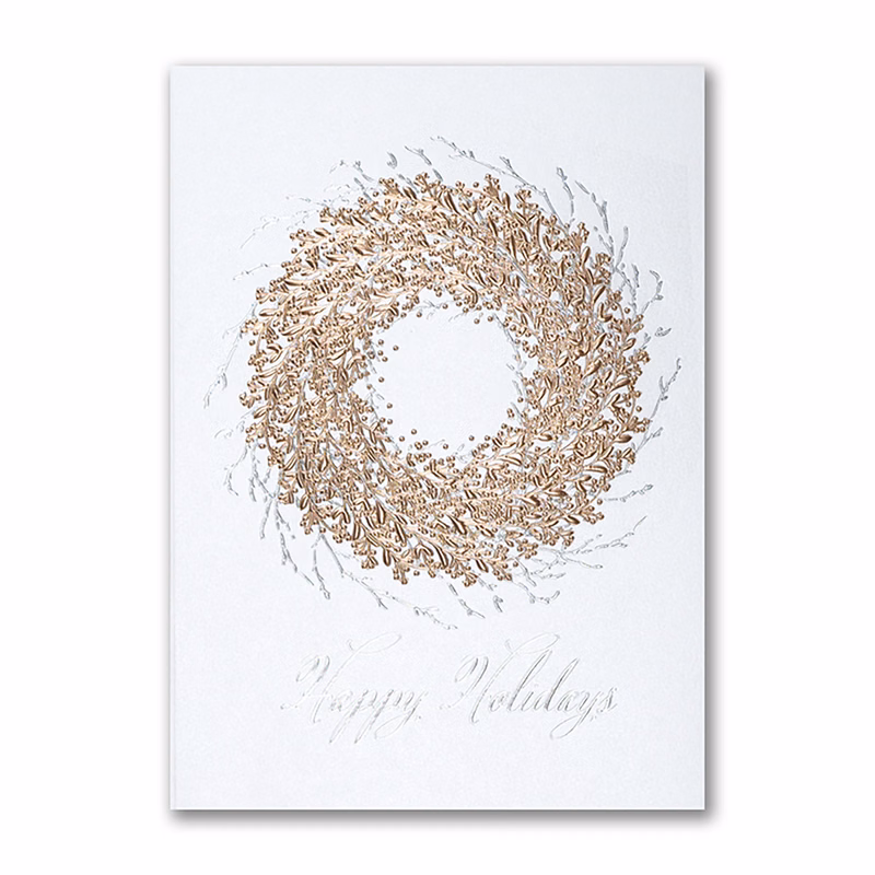 Rose Gold Wreath Holiday Card