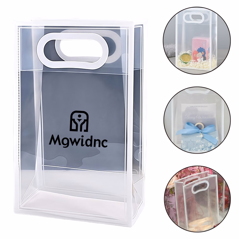 PP Clear Gift Bags for Cosmetics Wedding Favors 30x22x11cm Large Durable Reusable Waterproof Handled