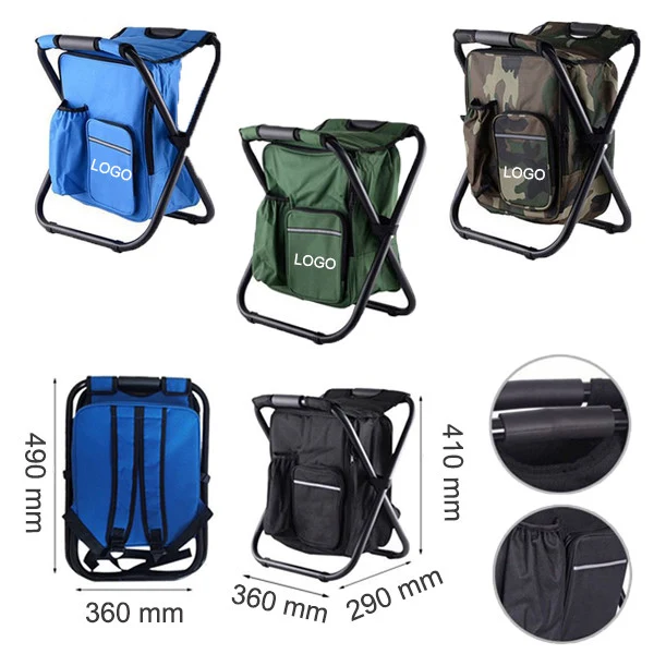 Outdoor Folding Backpack Insulated Cooler Chair 1