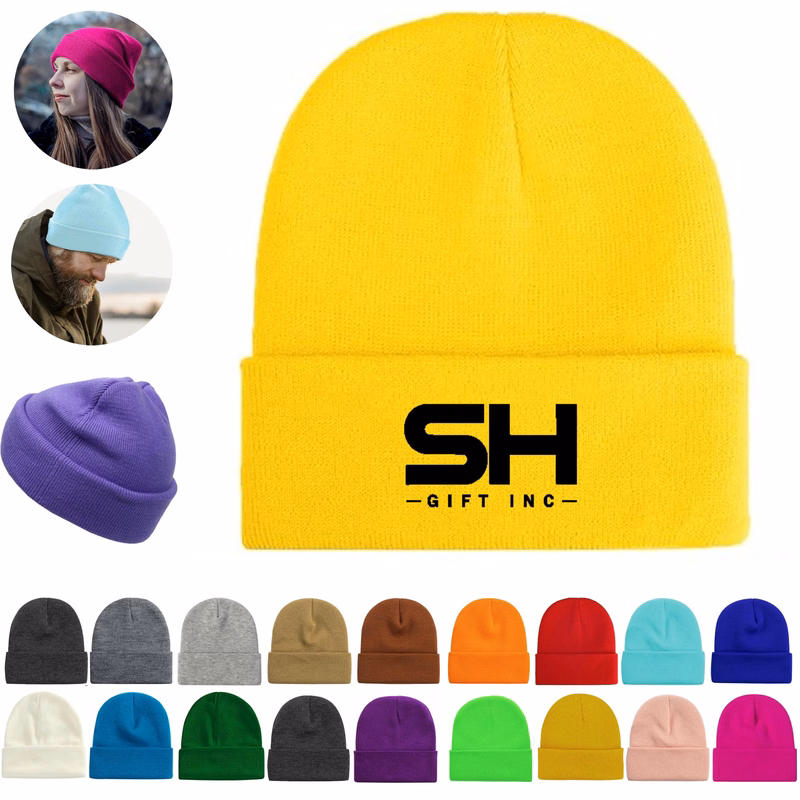 Unisex Winter Acrylic Knit Cuffed Beanie Hats
