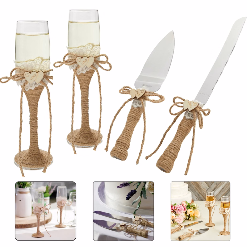 Rustic-Style Wedding Cake Knife and Server Set