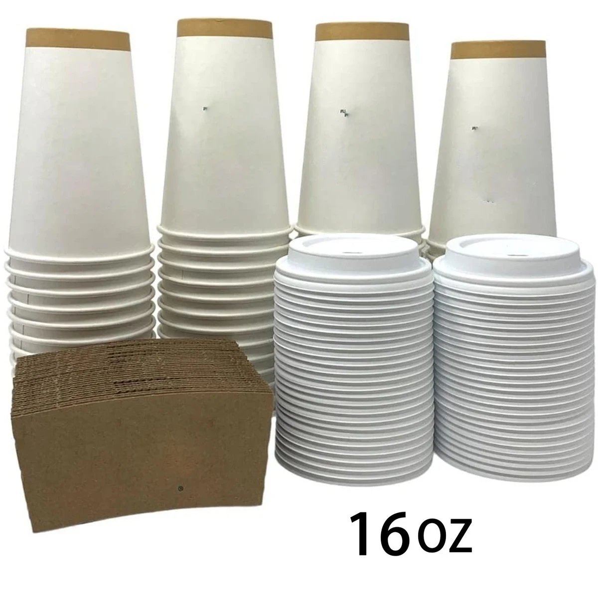 16 oz Disposable Paper Coffee Cup with Sleeve and Lid 1