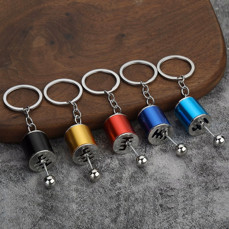 Metal fingertip toy gearshift keychain with movable lever