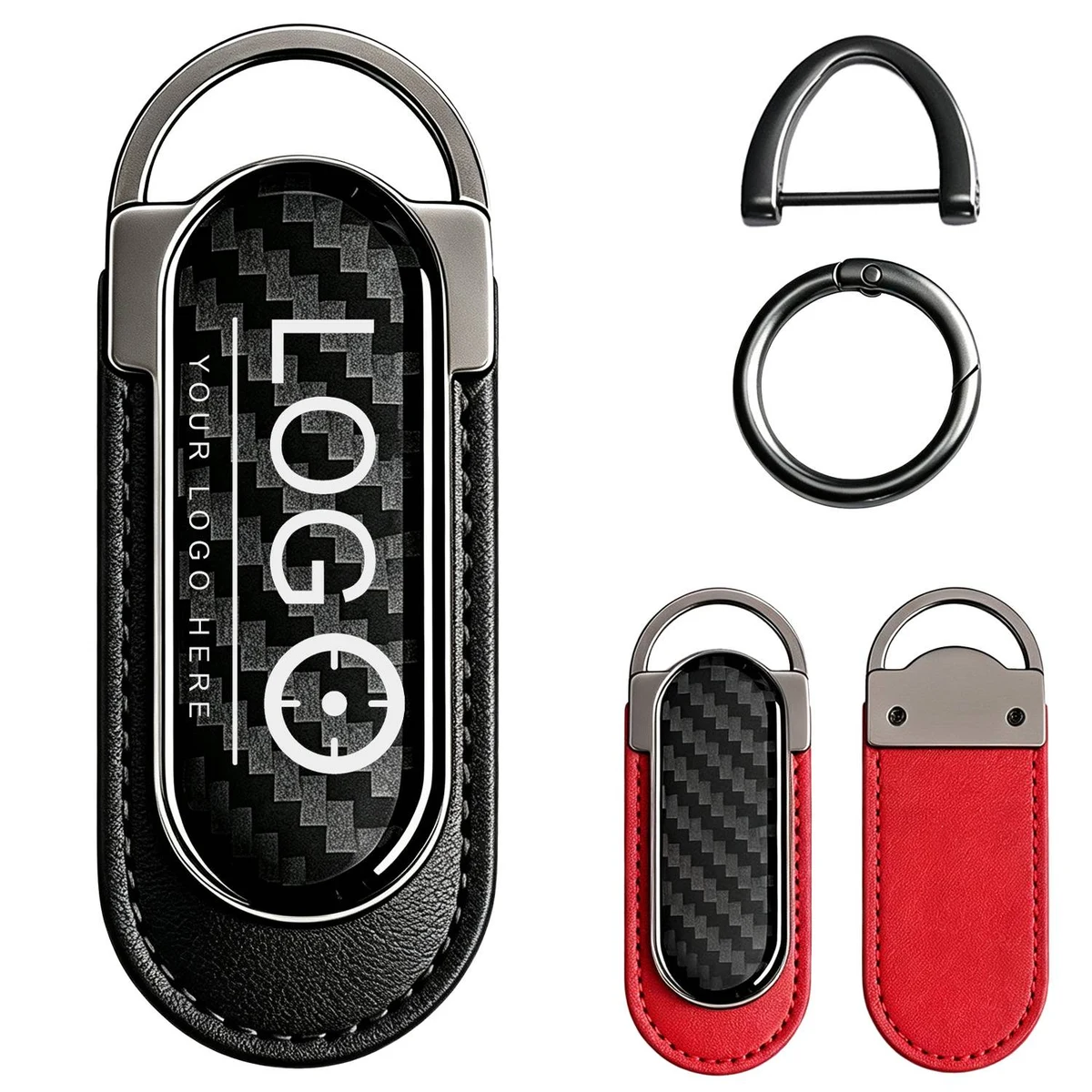 Carbon Fiber Genuine Leather Car Keychain 1