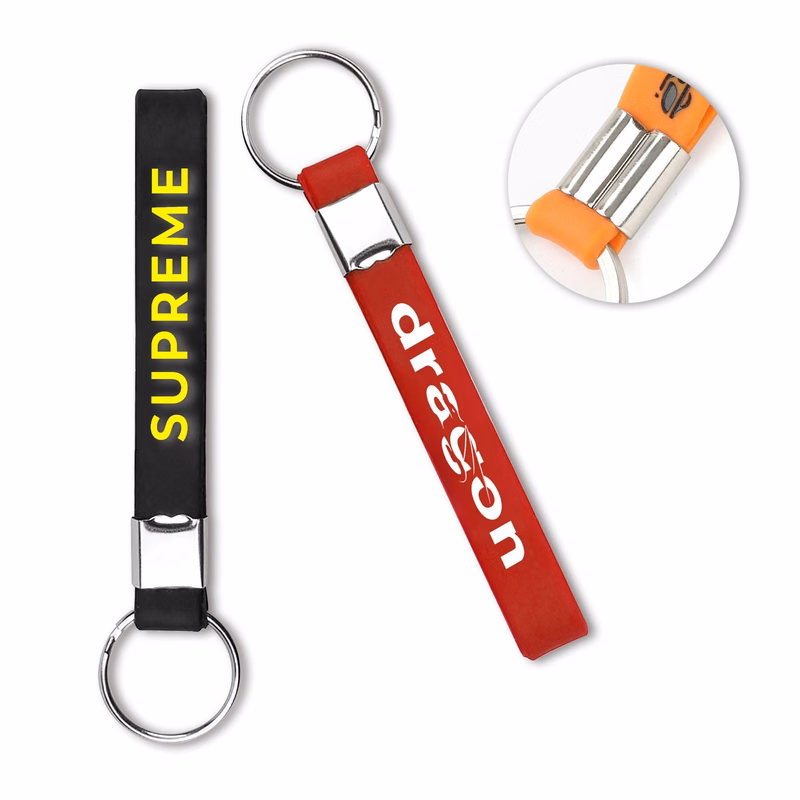 Screen Printed Silicone Wristband Keyring 1/2" W