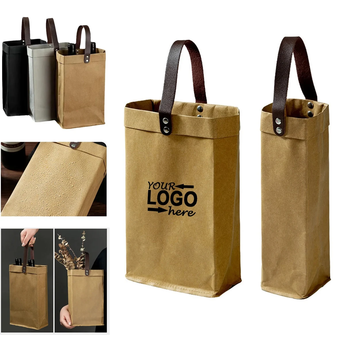 Washable Kraft Reusable Wine Bag 1