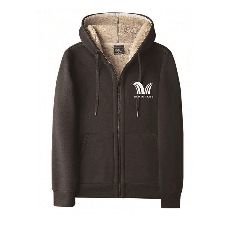 Winter Fleece Jacket Coat Sherpa Lined Full Zip Up Hoodie