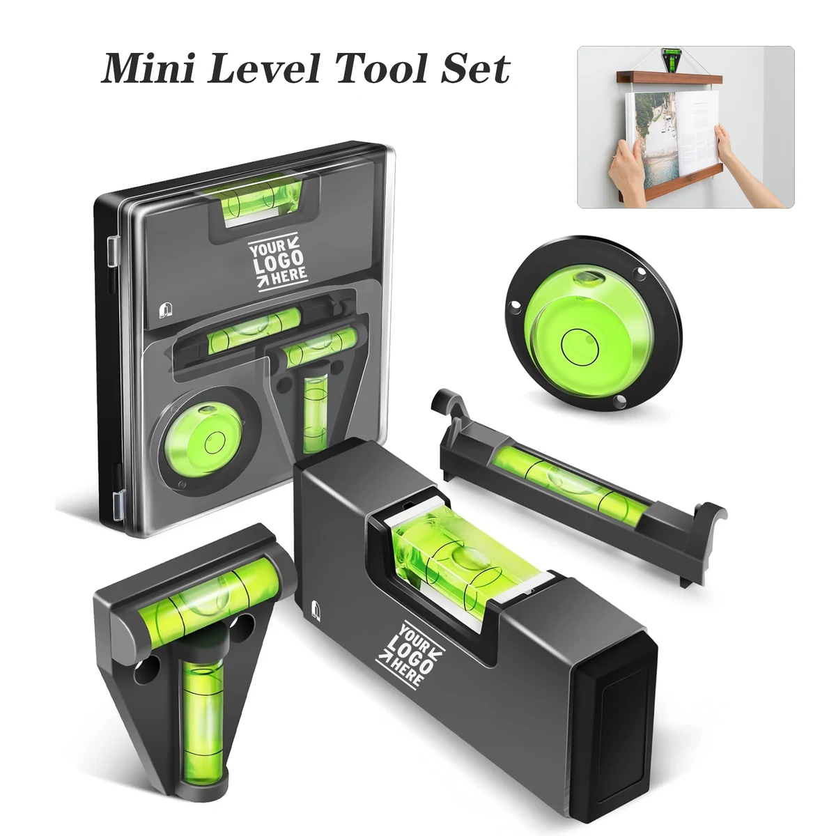 Mini Tool Set 4-In-1 Portable Small Bubble Magnetic Pocket T String Circular Level 1